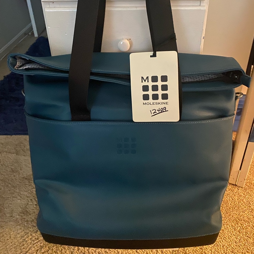 NWT Moleskine classic weekender backpack/tote teal blue. PERFECT GIFT!!